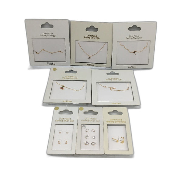 Sterling Silver 925 Gold Plated 8Piece Necklace Bracelet & Earring Jewellery NEW