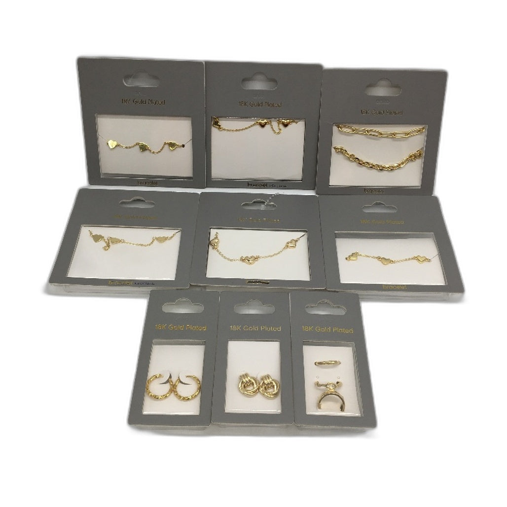 18K Gold Plated Sterling Silver Necklace Bracelet & Earring 9Pce Jewellery NEW