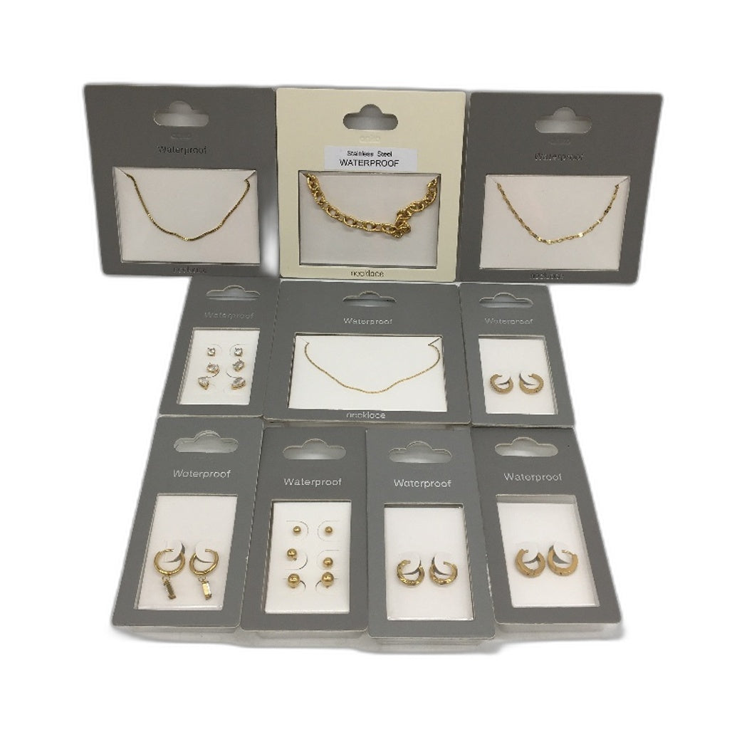 BULK PACK 10 Piece Assorted Waterproof Stainless Steel Gold Plate Jewellery NEW