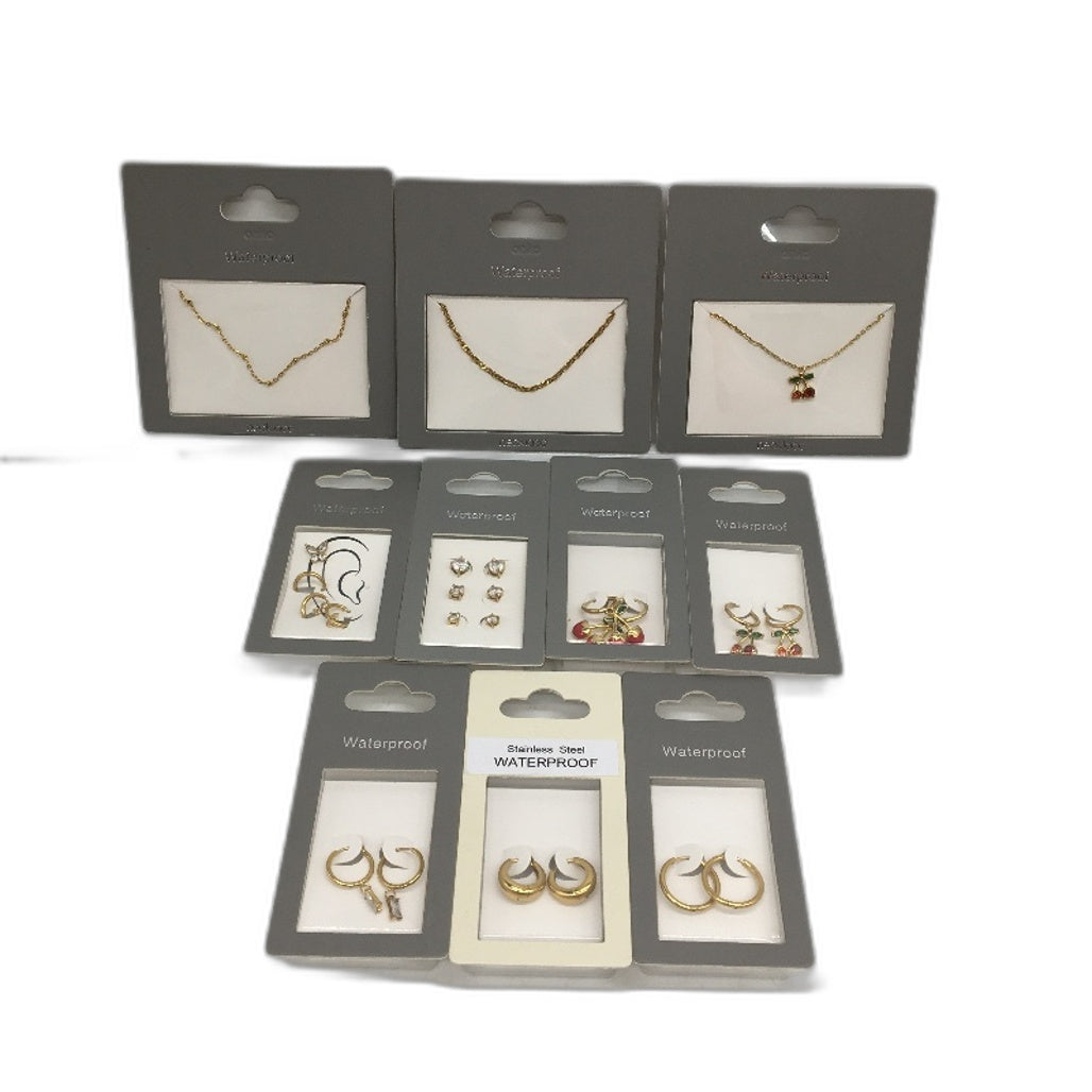 BULK 10Pce Necklace Earring Waterproof Stainless Steel Gold Plated Jewellery NEW