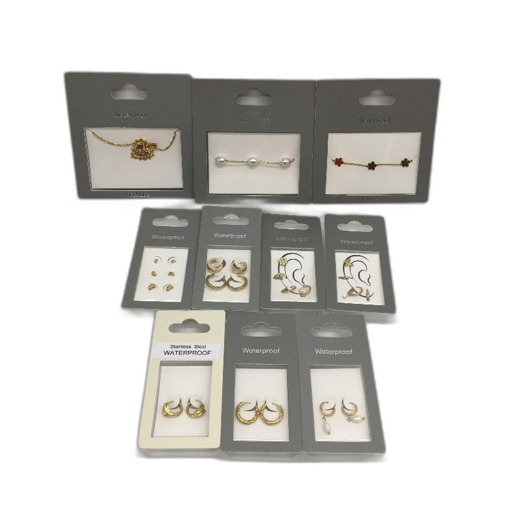BULK Necklace Earring 10Pce Waterproof Stainless Steel Gold Plated Jewellery NEW