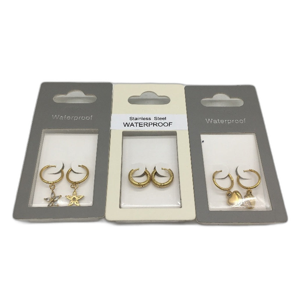 Necklace Earring Bracelet Waterproof S/Steel Gold Plated Jewellery 10Pc Pack NEW