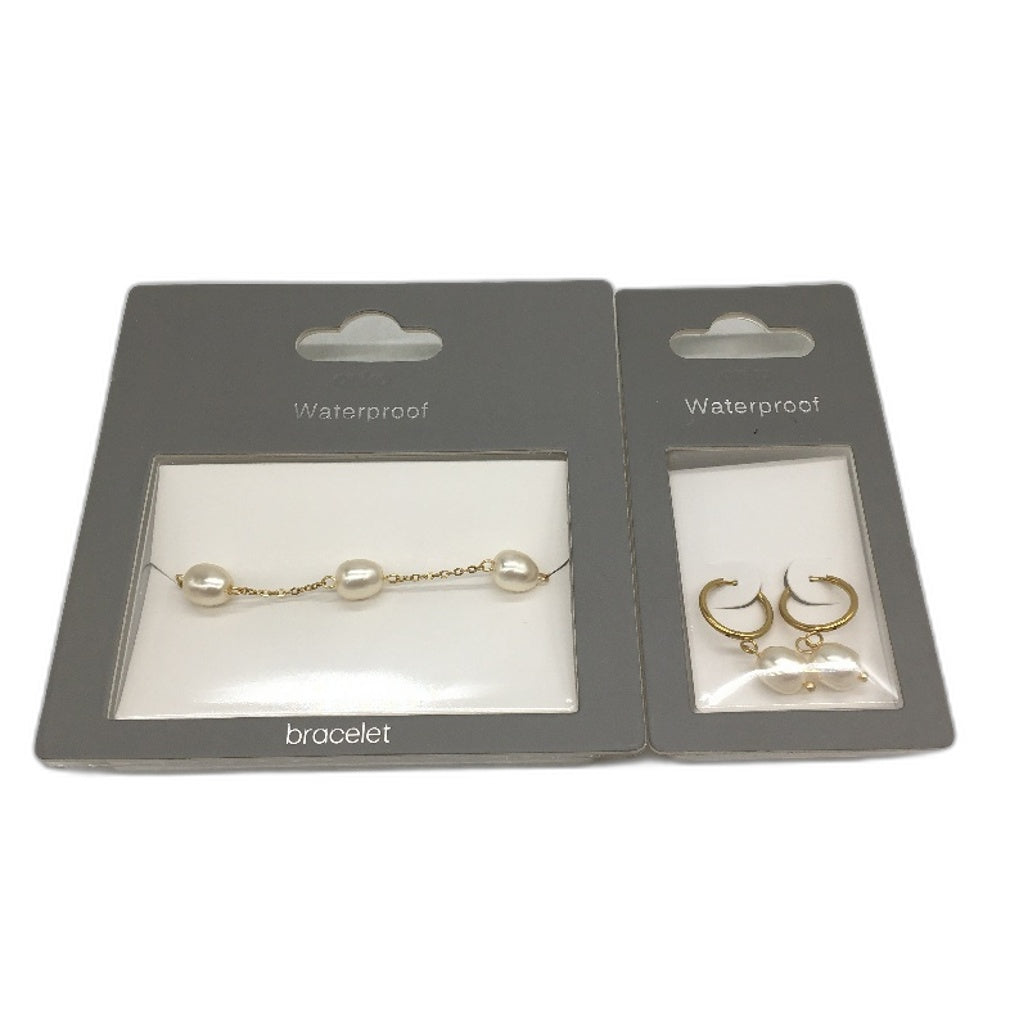 Necklace Earring Bracelet Waterproof S/Steel Gold Plated Jewellery 10Pc Pack NEW