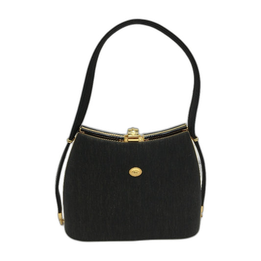 VINTAGE Jade Duck Brown Silky Fabric Toutoise Shell Look Gold Detail Handbag