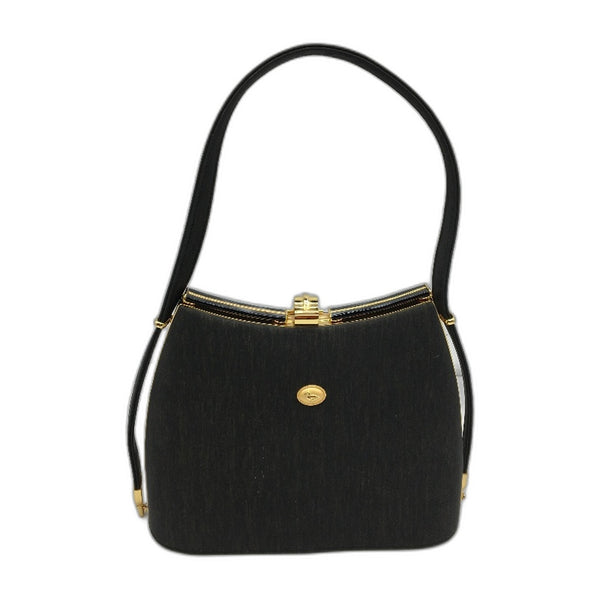 VINTAGE Jade Duck Brown Silky Fabric Toutoise Shell Look Gold Detail Handbag