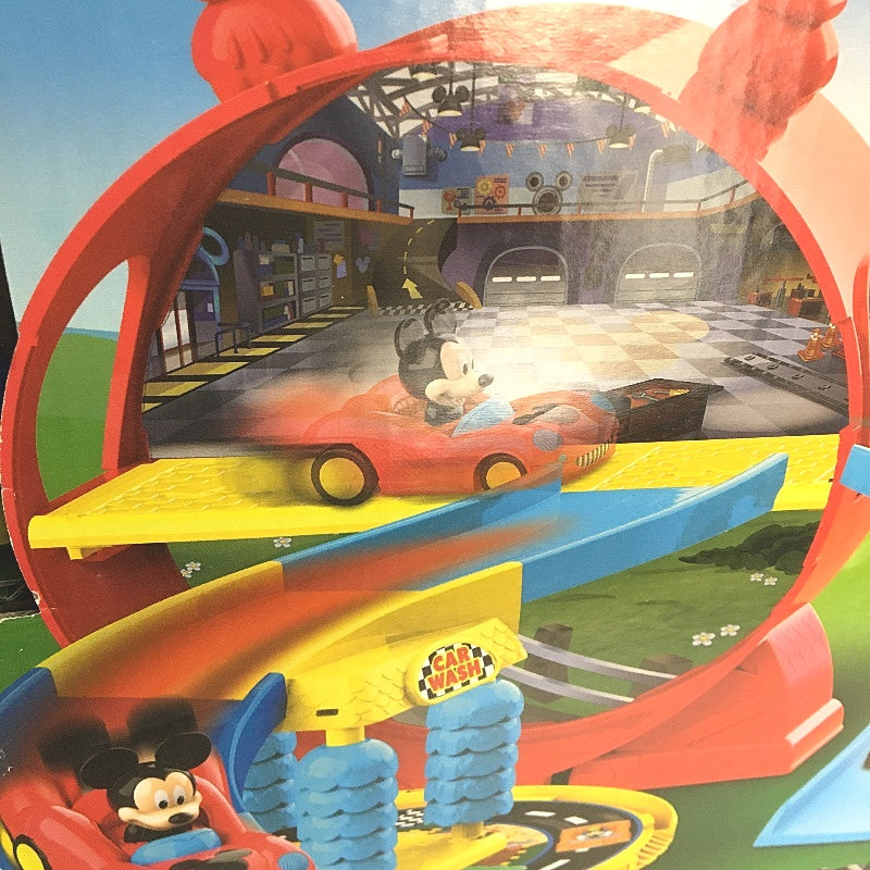 Disney Junior Mickey Stow N Go Garage Includes 2 Figurines In Cars & Track DEMO
