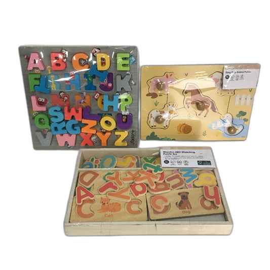 Early Learning Free Play Animal & ABCs Wooden Puzzles x 3 Sealed Packs NEW