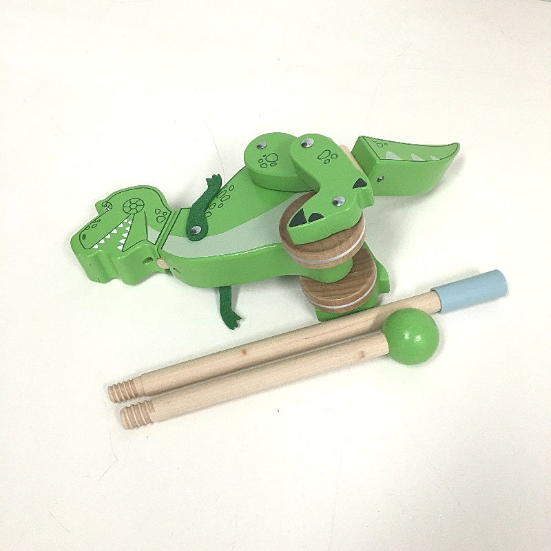 Disney Pixar Toy Story Green Dinosaur REX Push Along Wooden Toy NEW