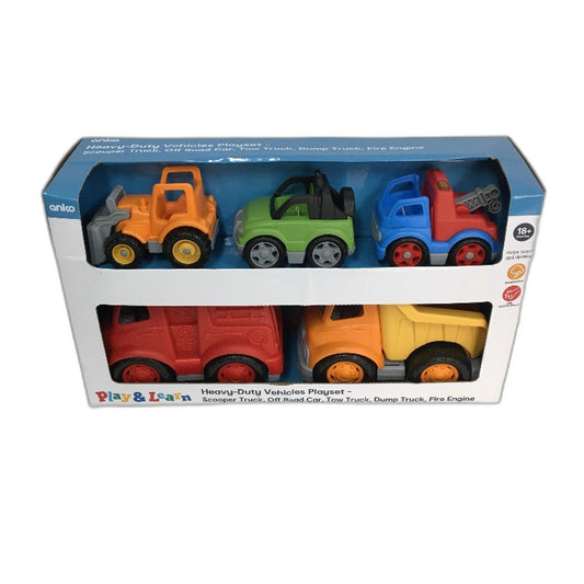 Play & Learn Scooper Truck & Cars Heavy Duty Vehicles Play Set Ages 18M+ NEW