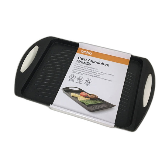 Easy Clean 2 Layer Non Stick Cast Aluminium Grooved Griddle All Hobs NEW