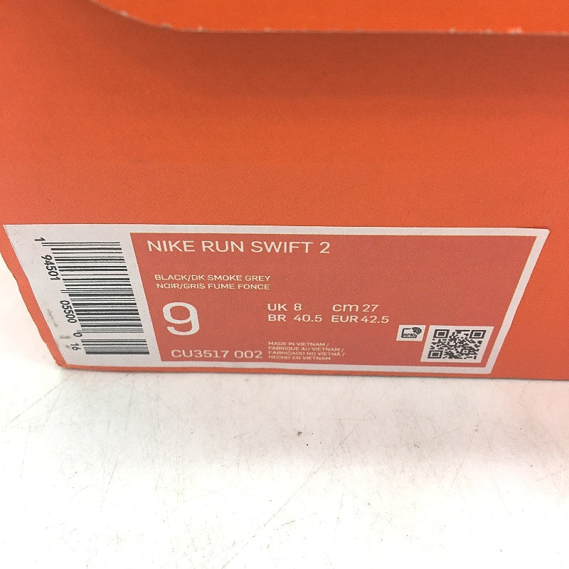 NIKE Run Swift 2 Black & Charcoal Mesh Sneakers Mens Size US9 EU 42.5 NEW