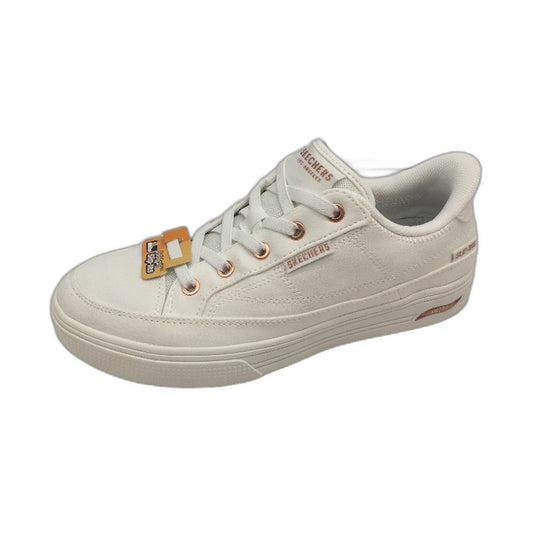 Skechers Slip Ins Arch Fit White & Rose Accent Canvas Shoes Ladies US7 EU 37 NEW