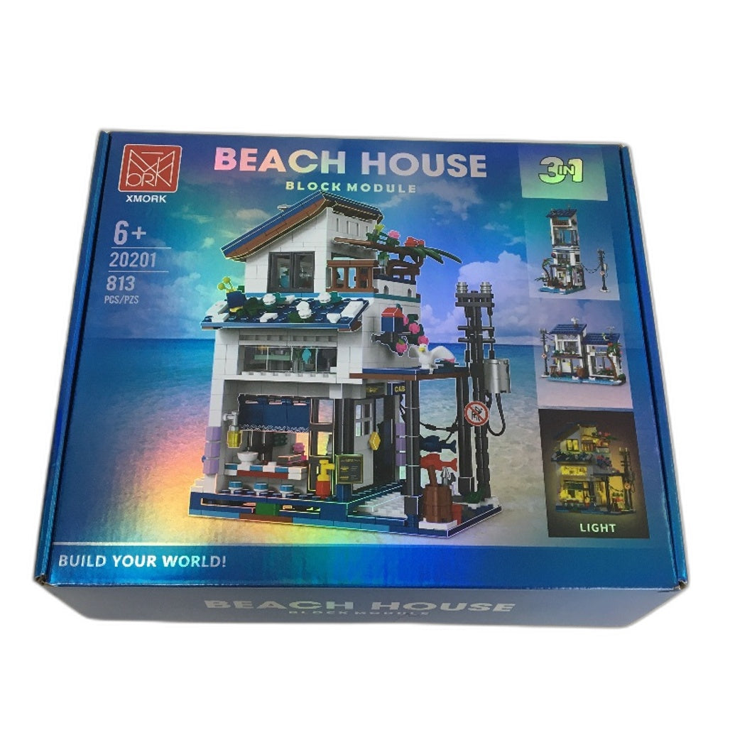XMORK 20201 Beach House Building Blocks Module & LED Light 813 Pieces Age6+ NEW
