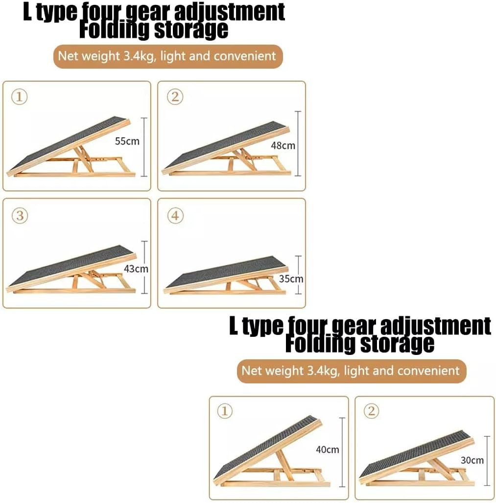 PORIYA Foldable Dog and Cat Ramp with Adjustable Height for High Beds 70cm