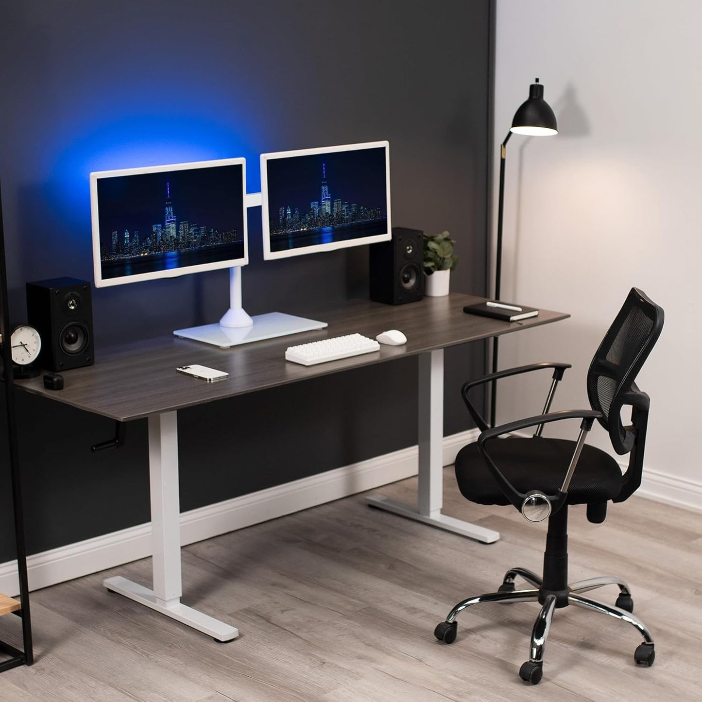 VIVO Freestanding Dual Monitor Stand with Glass Base for 2 Screens DEMO