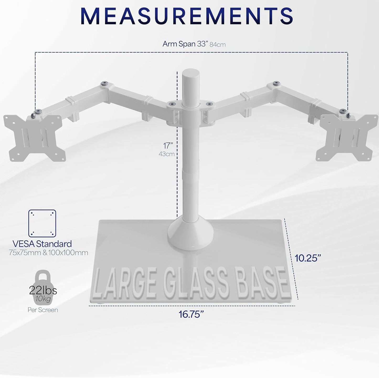 VIVO Freestanding Dual Monitor Stand with Glass Base for 2 Screens DEMO