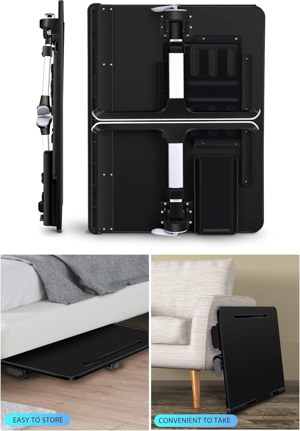 SAIJI X-Large Adjustable Laptop Bed Tray Foldable Desk with Storage Drawer NEW