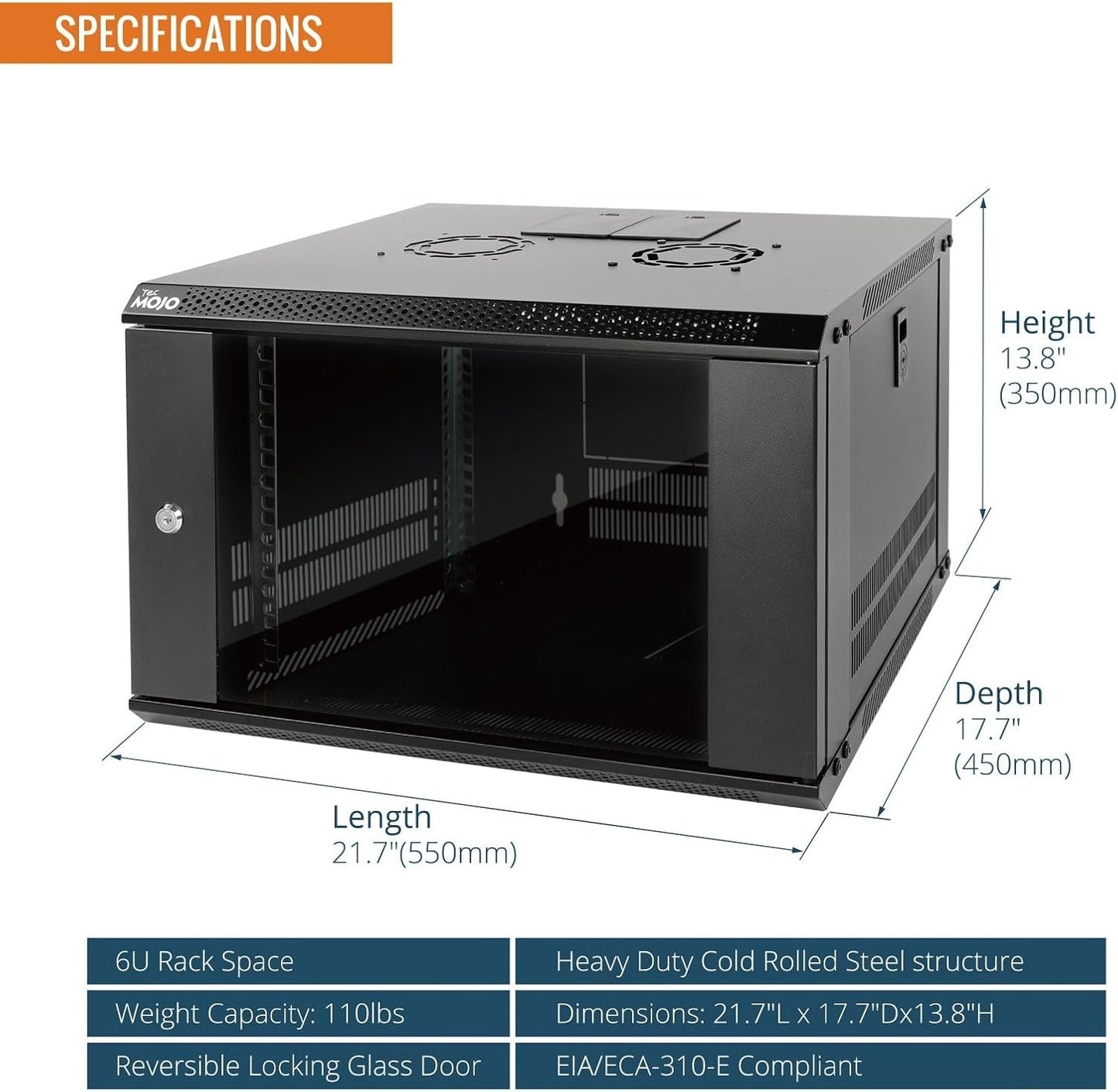 Tecmojo 6U Wall Mount Server Cabinet with Lockable Door for IT Equipment NEW