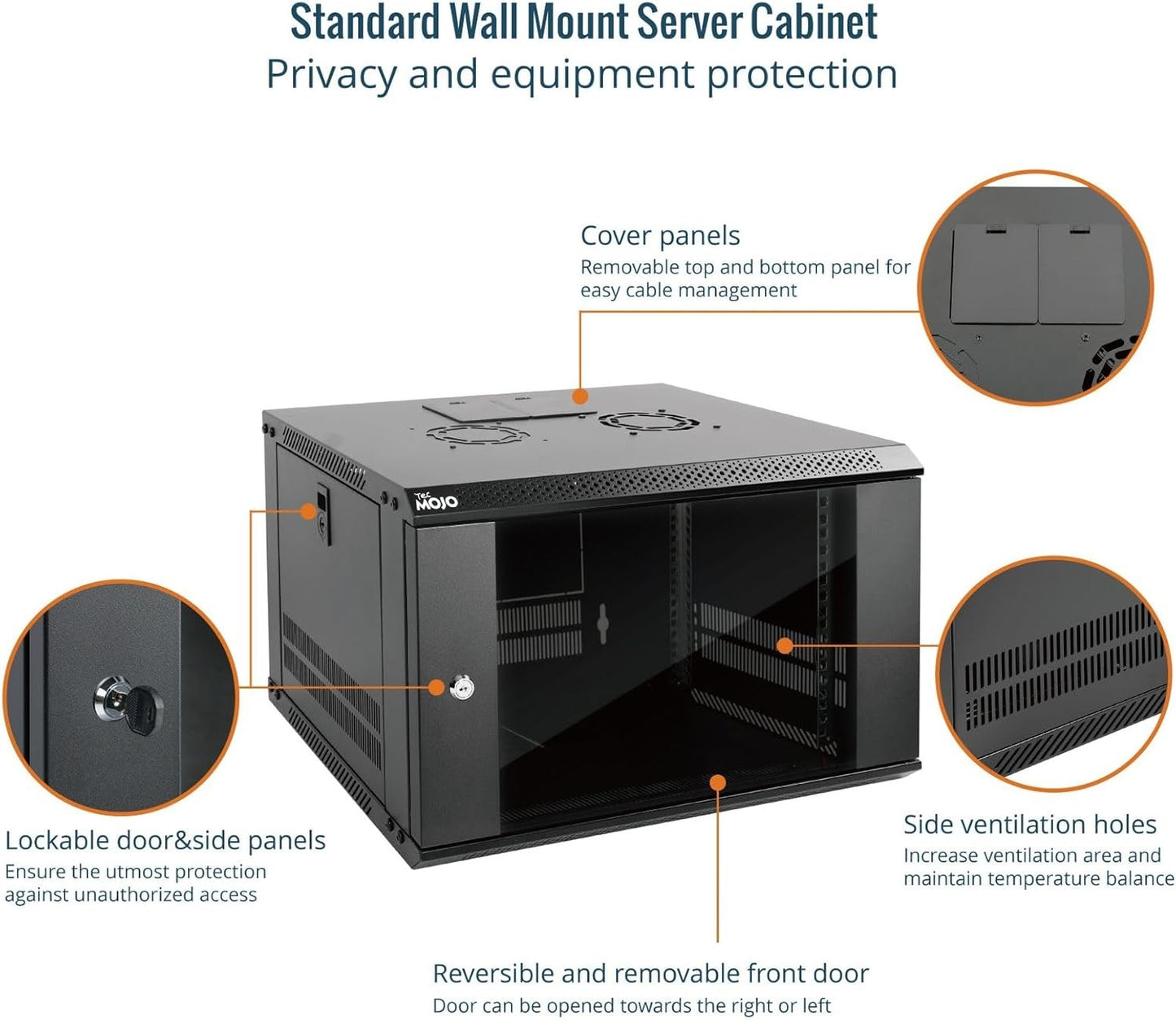 Tecmojo 6U Wall Mount Server Cabinet with Lockable Door for IT Equipment NEW