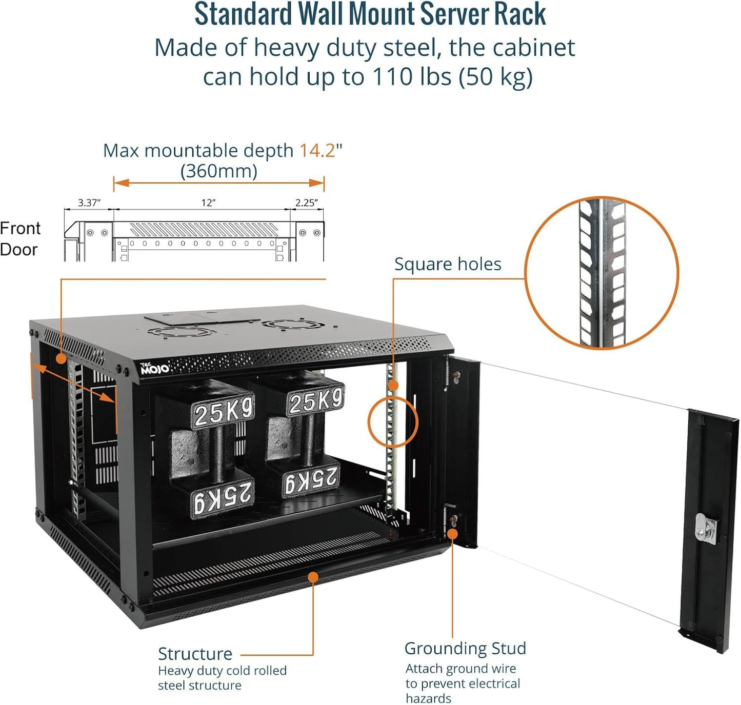 Tecmojo 6U Wall Mount Server Cabinet with Lockable Door for IT Equipment NEW
