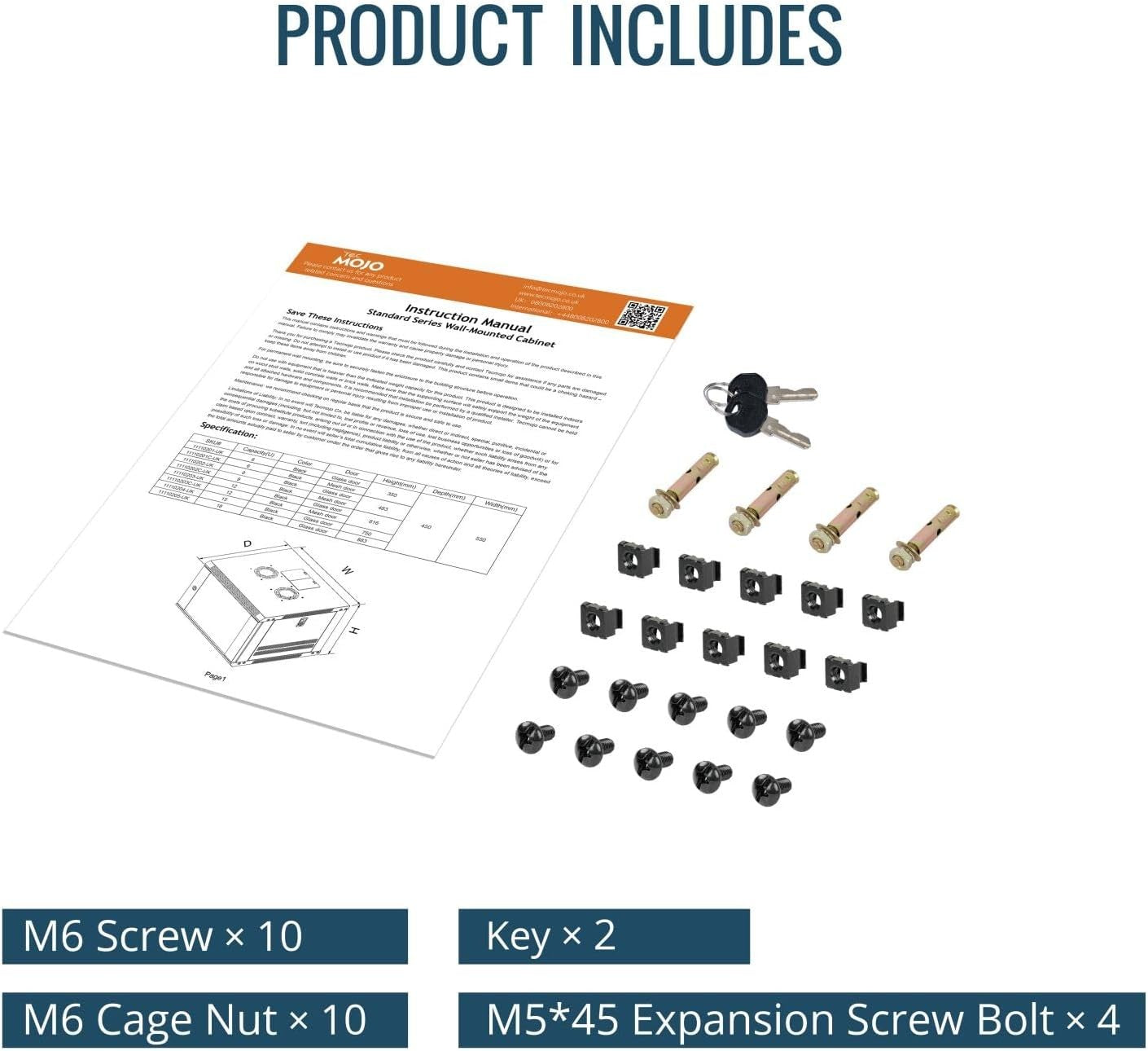 Tecmojo 6U Wall Mount Server Cabinet with Lockable Door for IT Equipment NEW