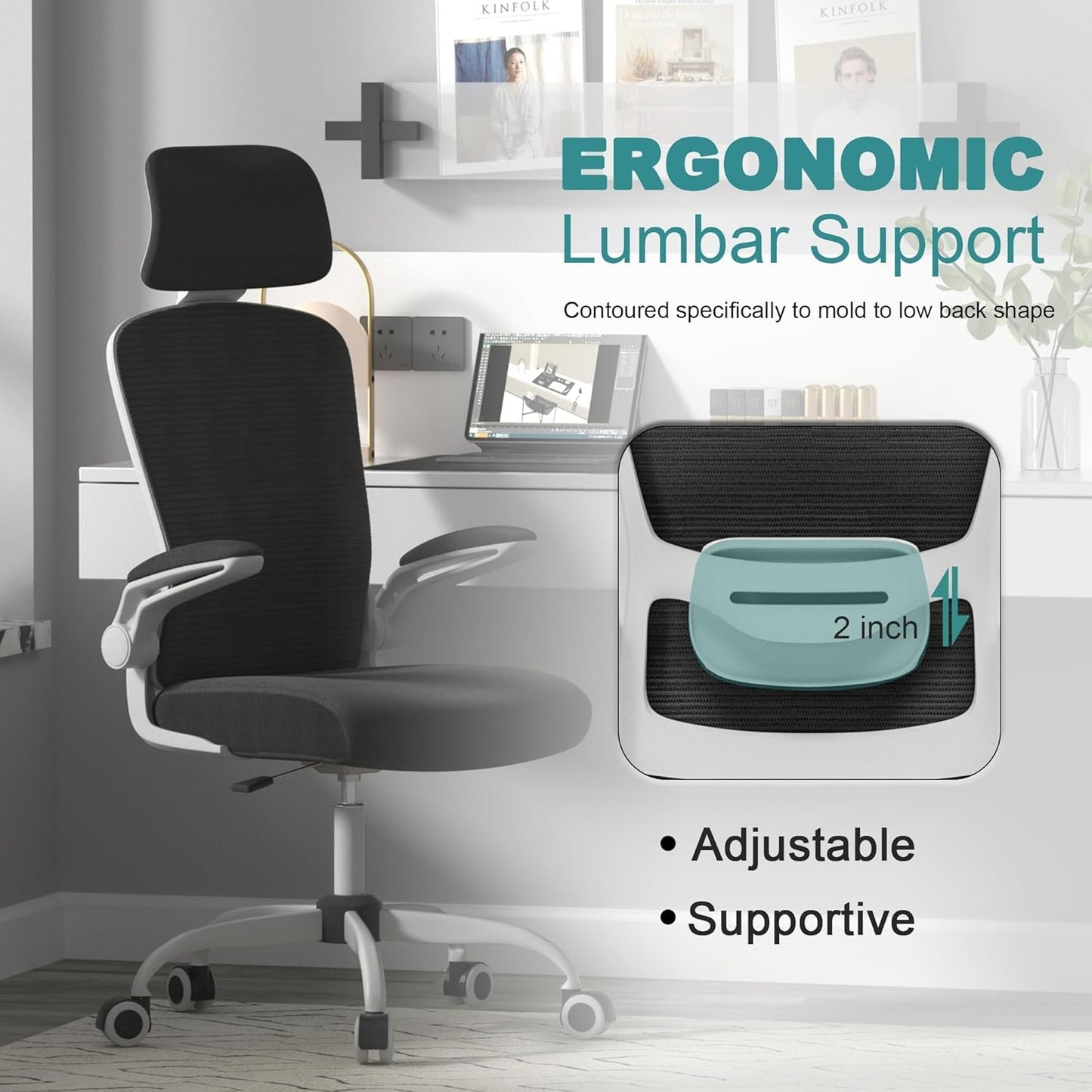 Mimoglad Ergonomic Office Chair with Adjustable Lumbar Support for Comfort NEW