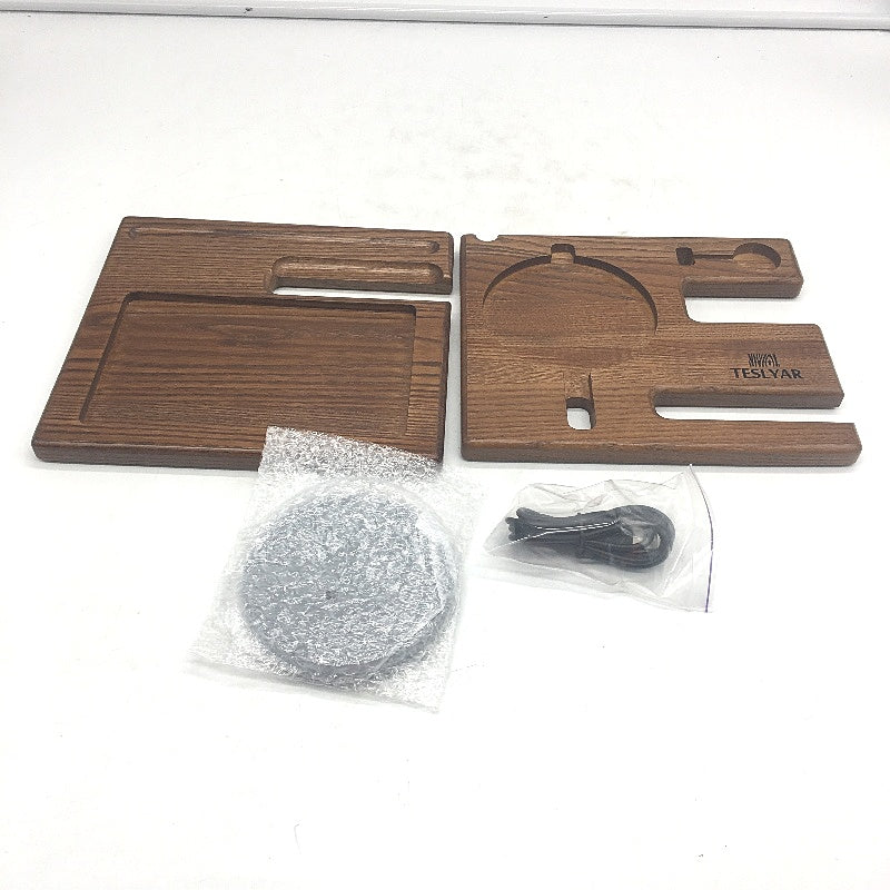 Teslyar Wood Phone Docking Station Charger Watch & Accessories Organiser NEW