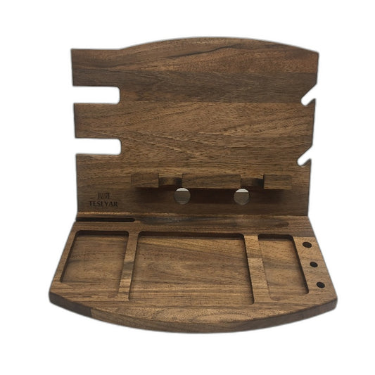 Teslyar Natural Walnut Docking Station Nightstand Accessories Organiser NEW