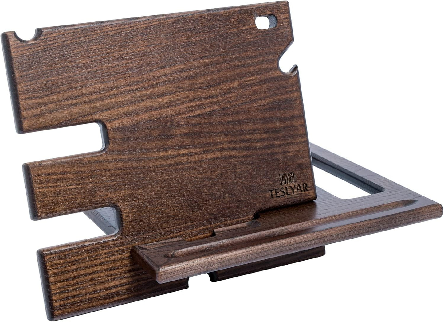 Teslyar PRVAR Wood Phone Docking Station and Accessories Holder Stand NEW