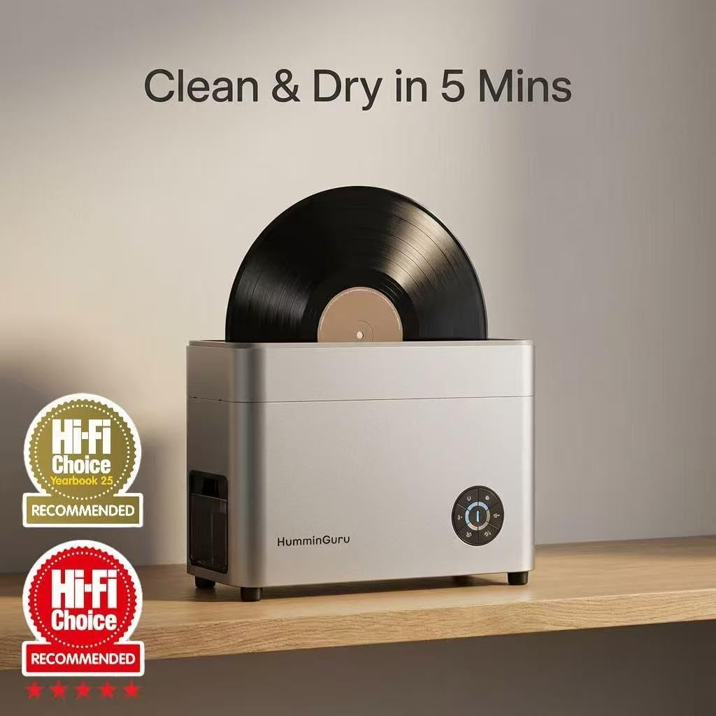 HumminGuru HG05 Ultrasonic Vinyl Record Cleaner Drying 7" 10" 12" Records NEW