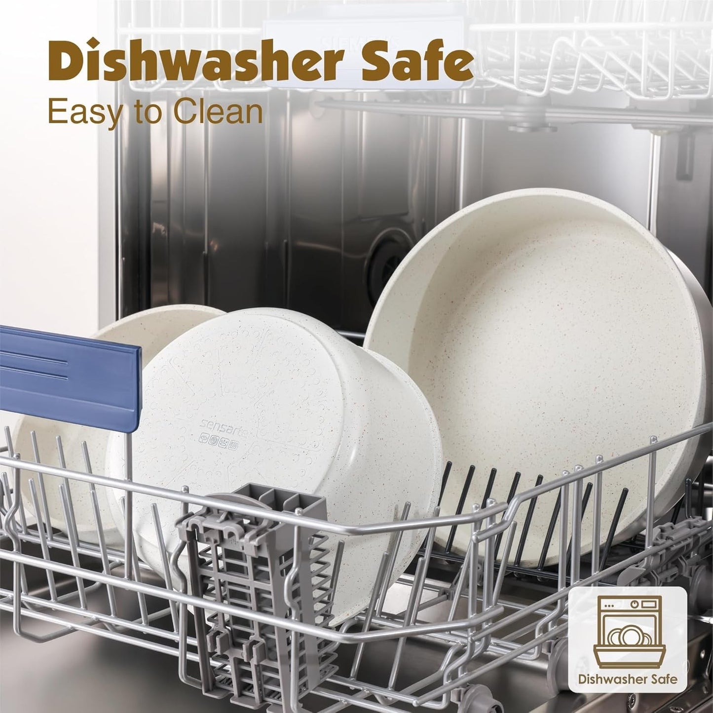 SENSARTE 24 Piece Nonstick Cookware Set with Detachable Handles White NEW