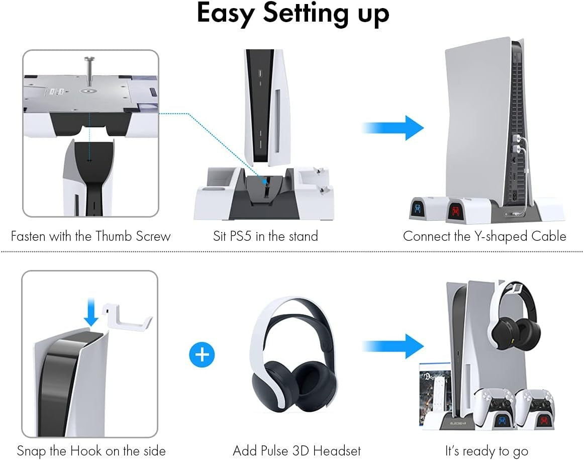 ElecGear PS5 Cooling and Charging Stand with Dual Controller Dock NEW