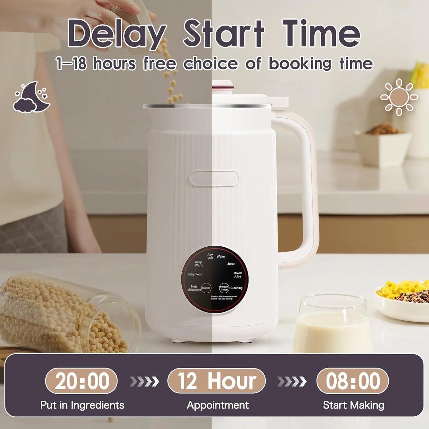 BEIHOMIE Nut Milk Maker Machine 1200ml 800W 220V Almond Oat Soy NEW