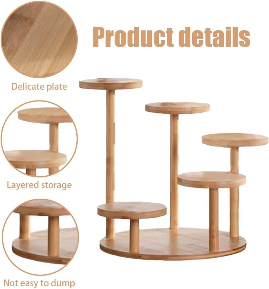 TOMVAES 5 Tier Bamboo Tabletop Plant Pot Stand Display for Home Office NEW