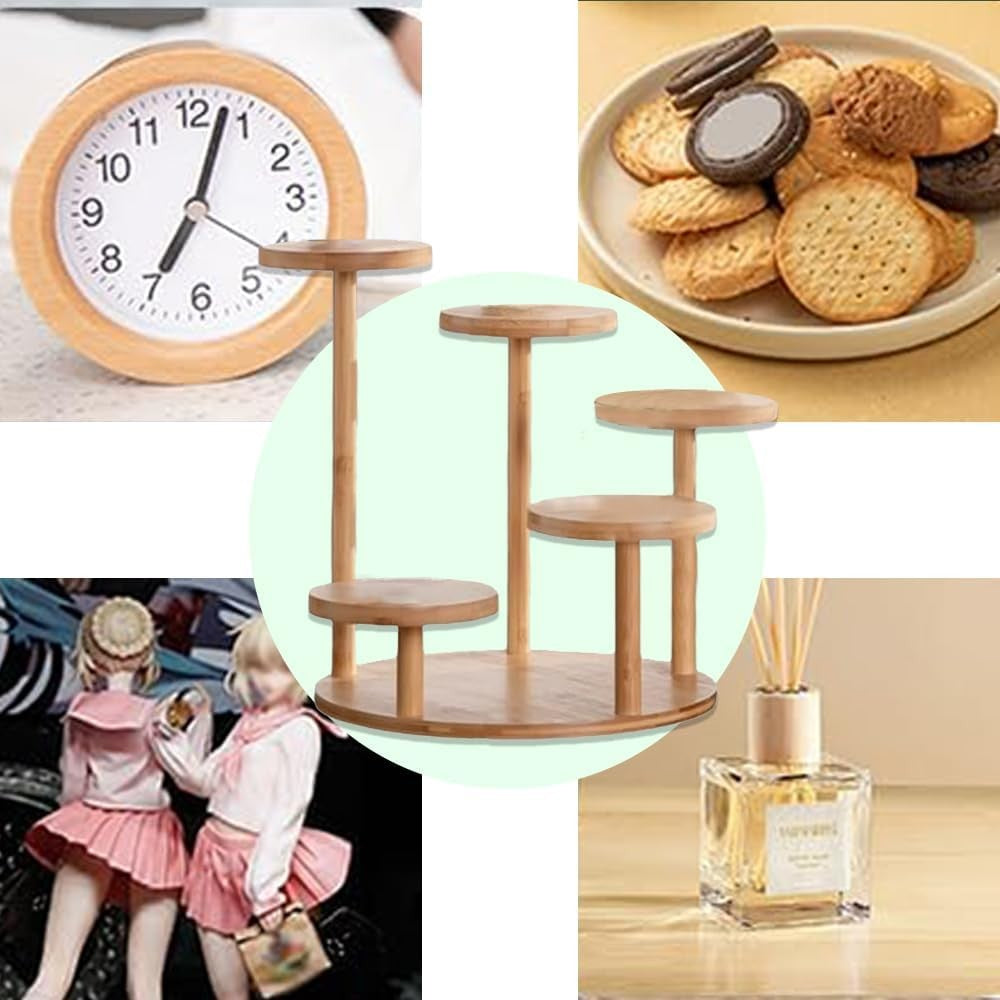 TOMVAES 5 Tier Bamboo Tabletop Plant Pot Stand Display for Home Office NEW