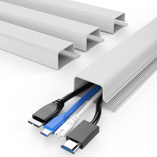 Delamu Cable Management Under Desk Kit - 4 Pack White Organizer for Home NEW