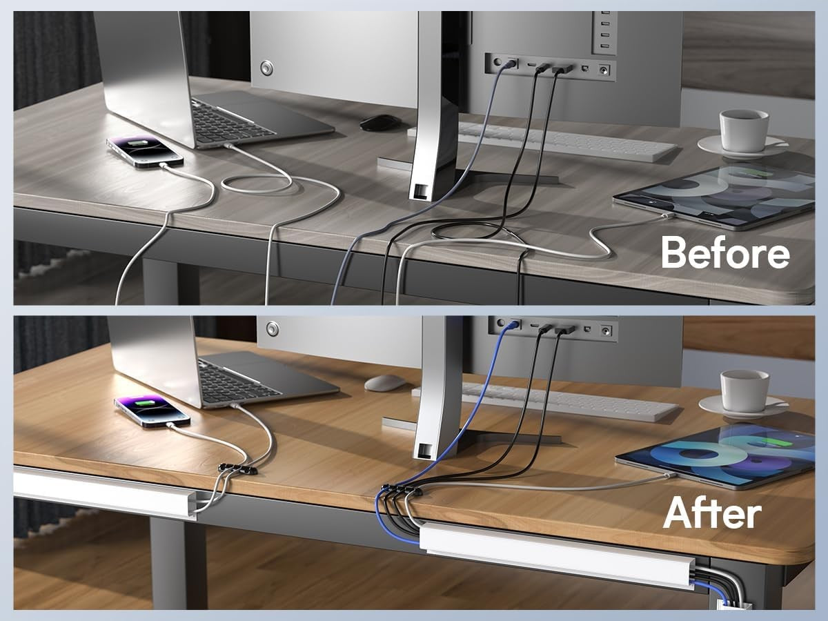 Delamu Cable Management Under Desk Kit - 4 Pack White Organizer for Home NEW