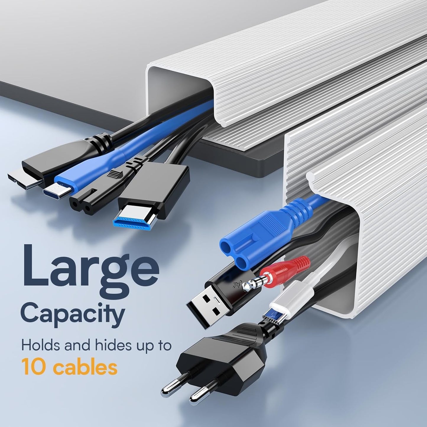 Delamu Cable Management Under Desk Kit - 4 Pack White Organizer for Home NEW