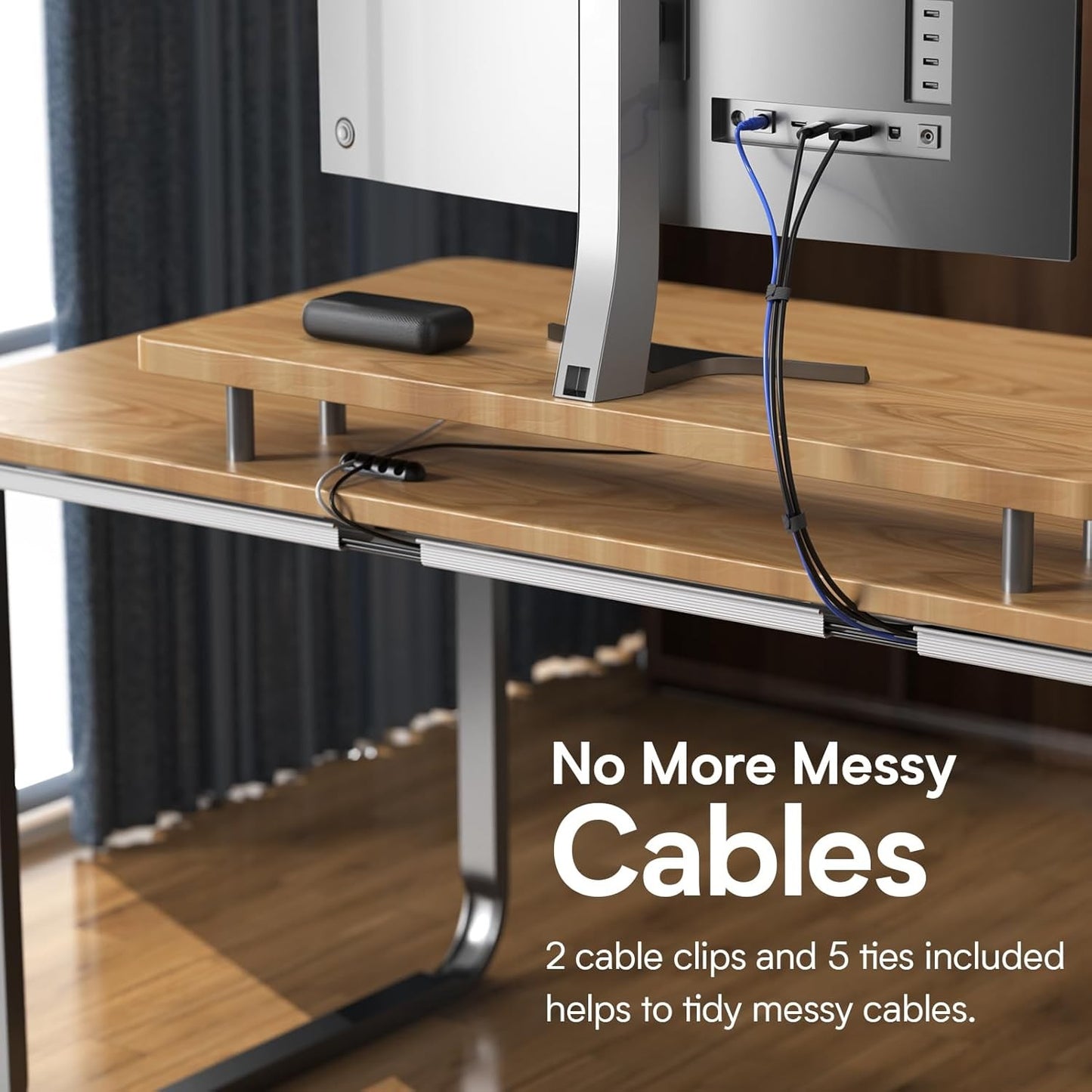 Delamu Cable Management Under Desk Kit - 4 Pack White Organizer for Home NEW