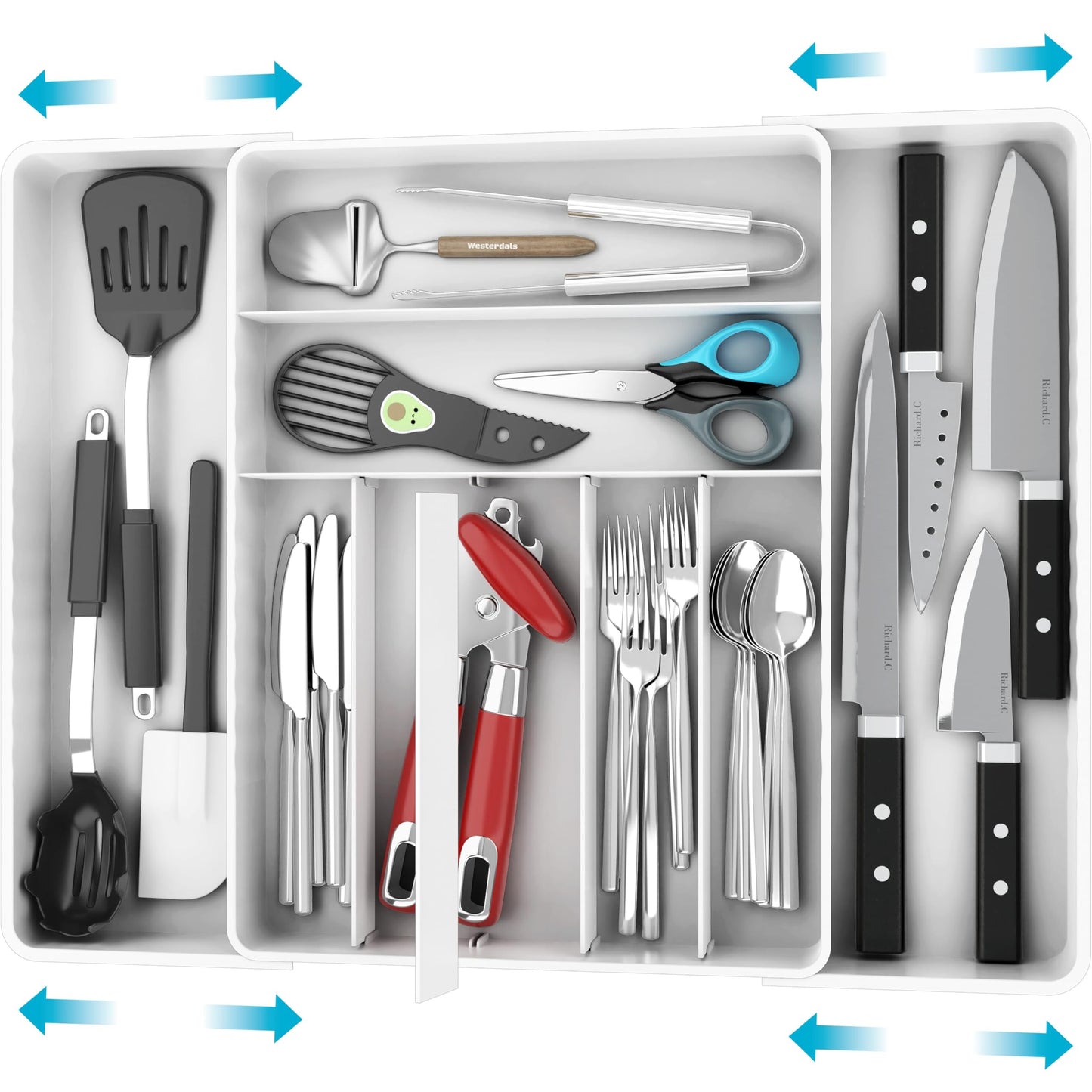 Simple Houseware Expandable Cutlery Drawer Organiser with Adjustable Divider NEW