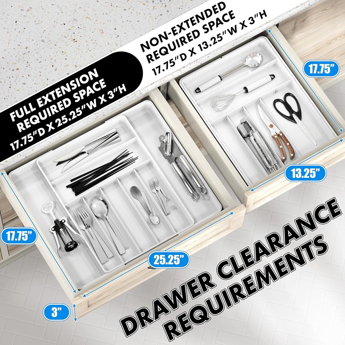 Simple Houseware Expandable Cutlery Drawer Organiser with Adjustable Divider NEW