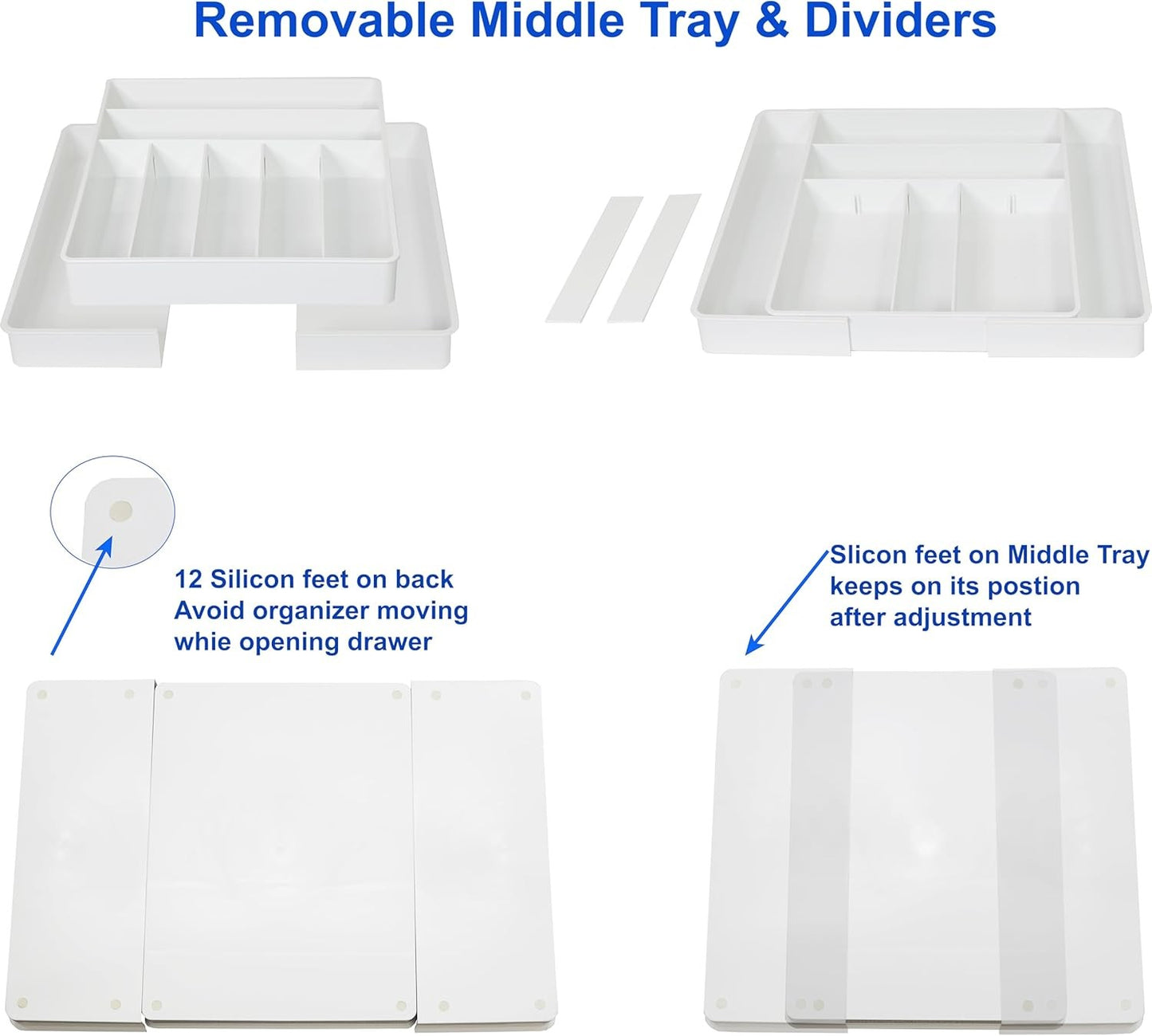 Simple Houseware Expandable Cutlery Drawer Organiser with Adjustable Divider NEW