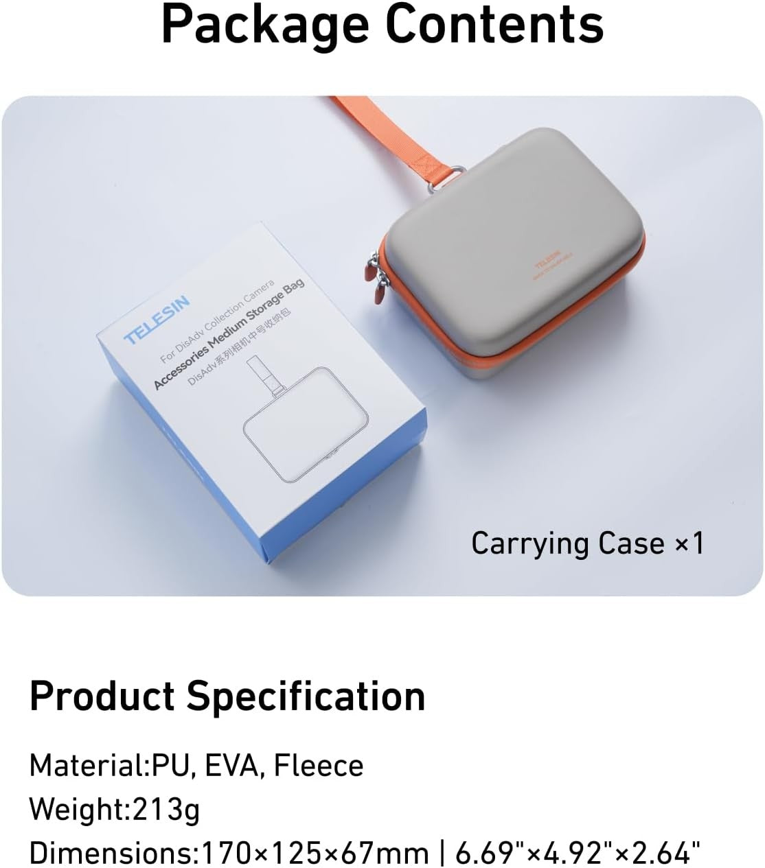 TELESIN Waterproof Hard Carrying Case for DJI Osmo Action Camera Accessories NEW