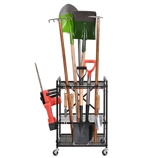 Mythinglogic M739 Garden Tool Organizer with Wheels for Garage Storage NEW