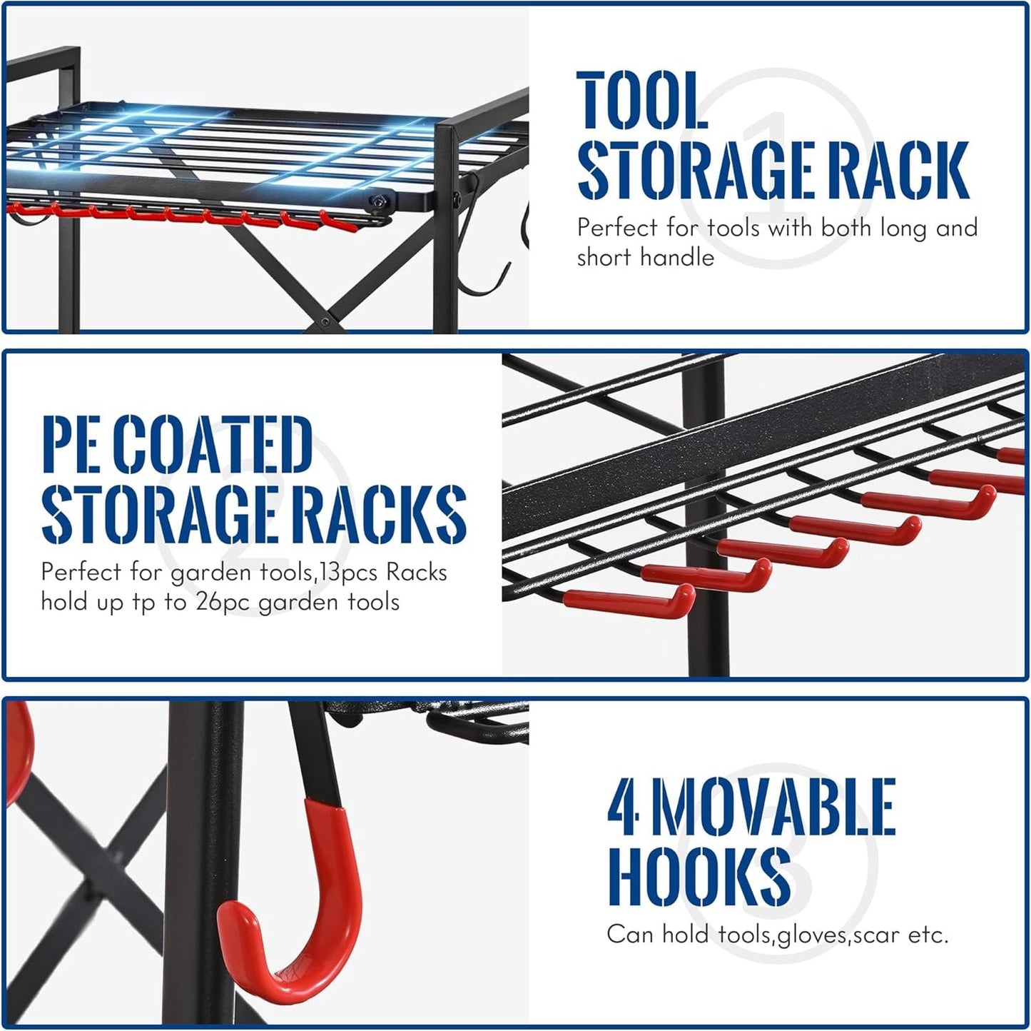 Mythinglogic M739 Garden Tool Organizer with Wheels for Garage Storage NEW