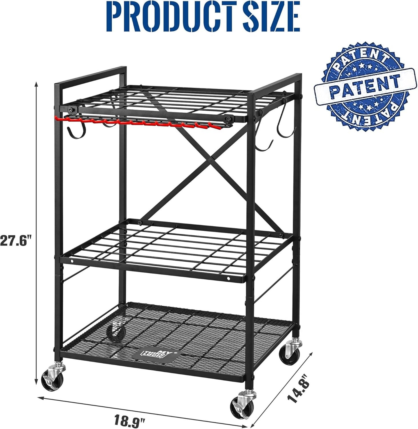 Mythinglogic M739 Garden Tool Organizer with Wheels for Garage Storage NEW