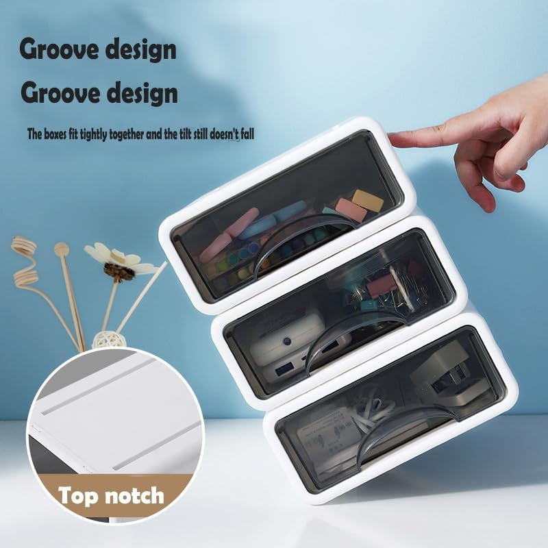 Fohouse Stackable Desk Organizer with Drawers for Home Office Storage 4PCS NEW