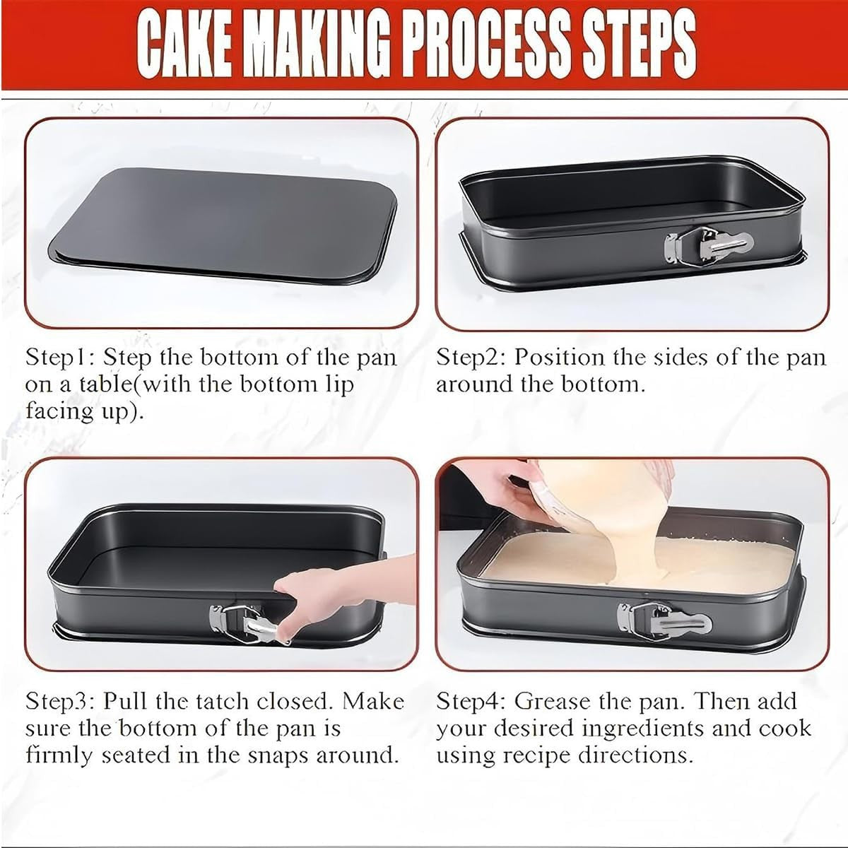 Non-Stick Square Springform Cake Pan Set of 3 with Removable Bottom NEW