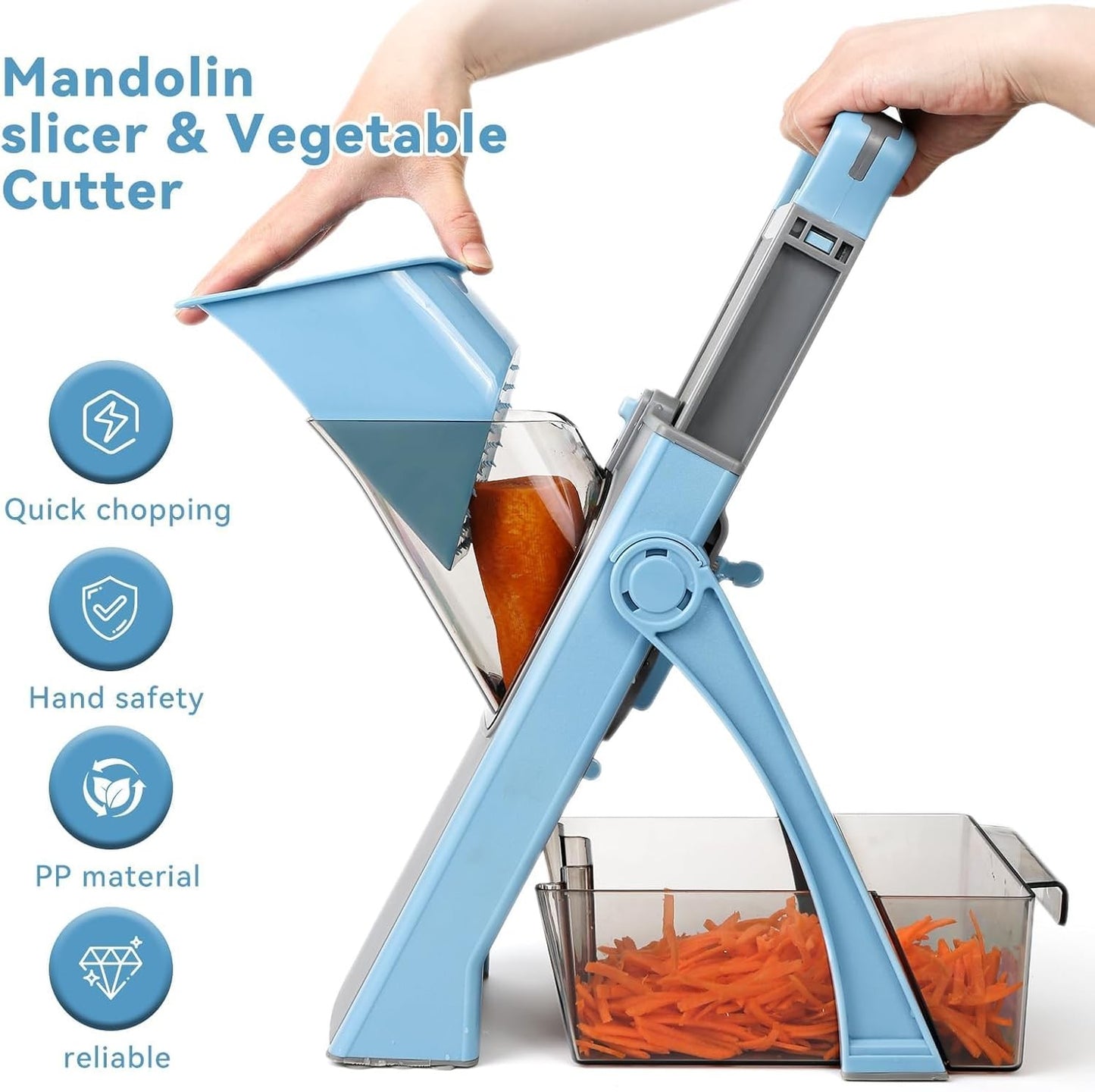 Vegetable Cutter Mandoline Slicer Plus Sky Blue Adjustable Kitchen NEW