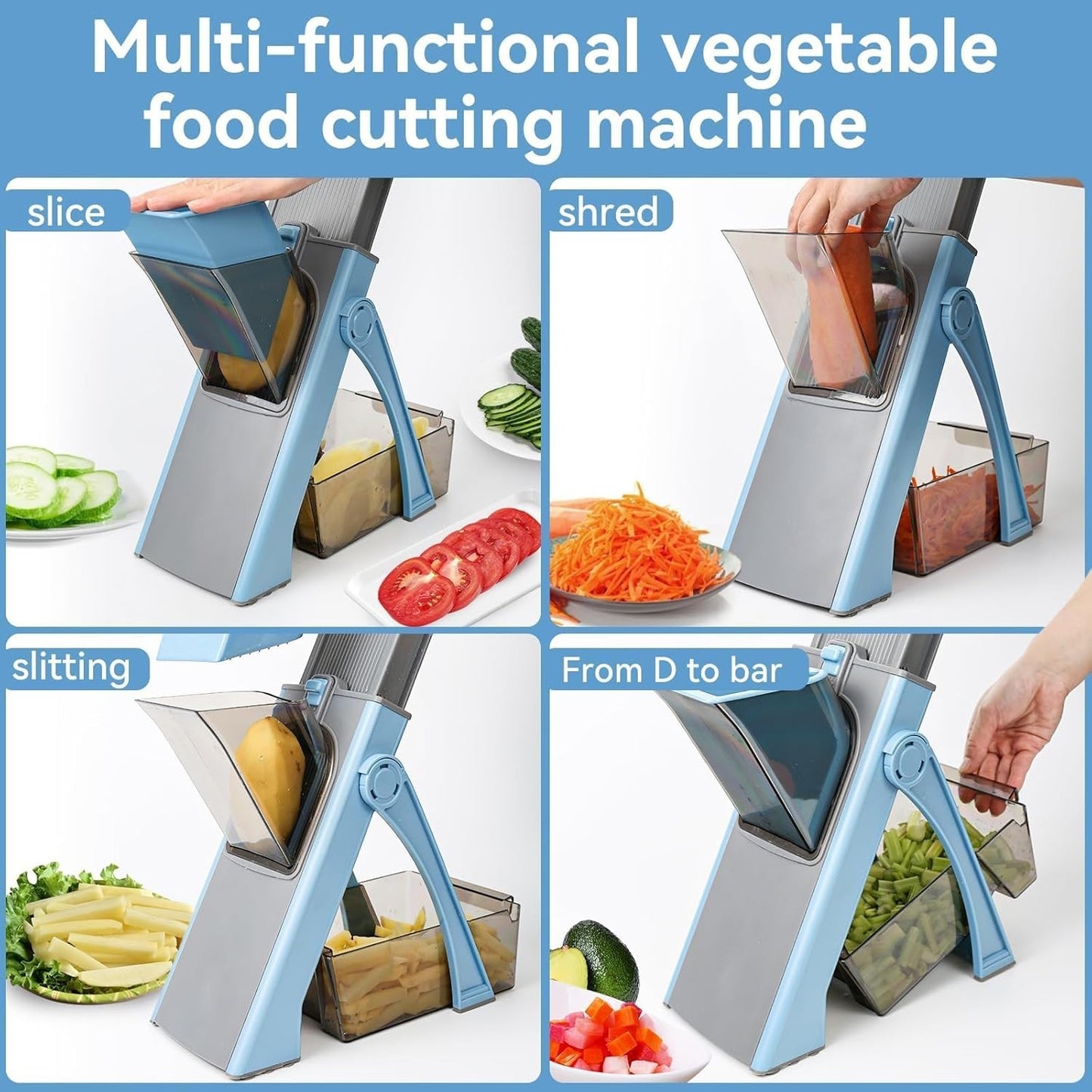 Vegetable Cutter Mandoline Slicer Plus Sky Blue Adjustable Kitchen NEW